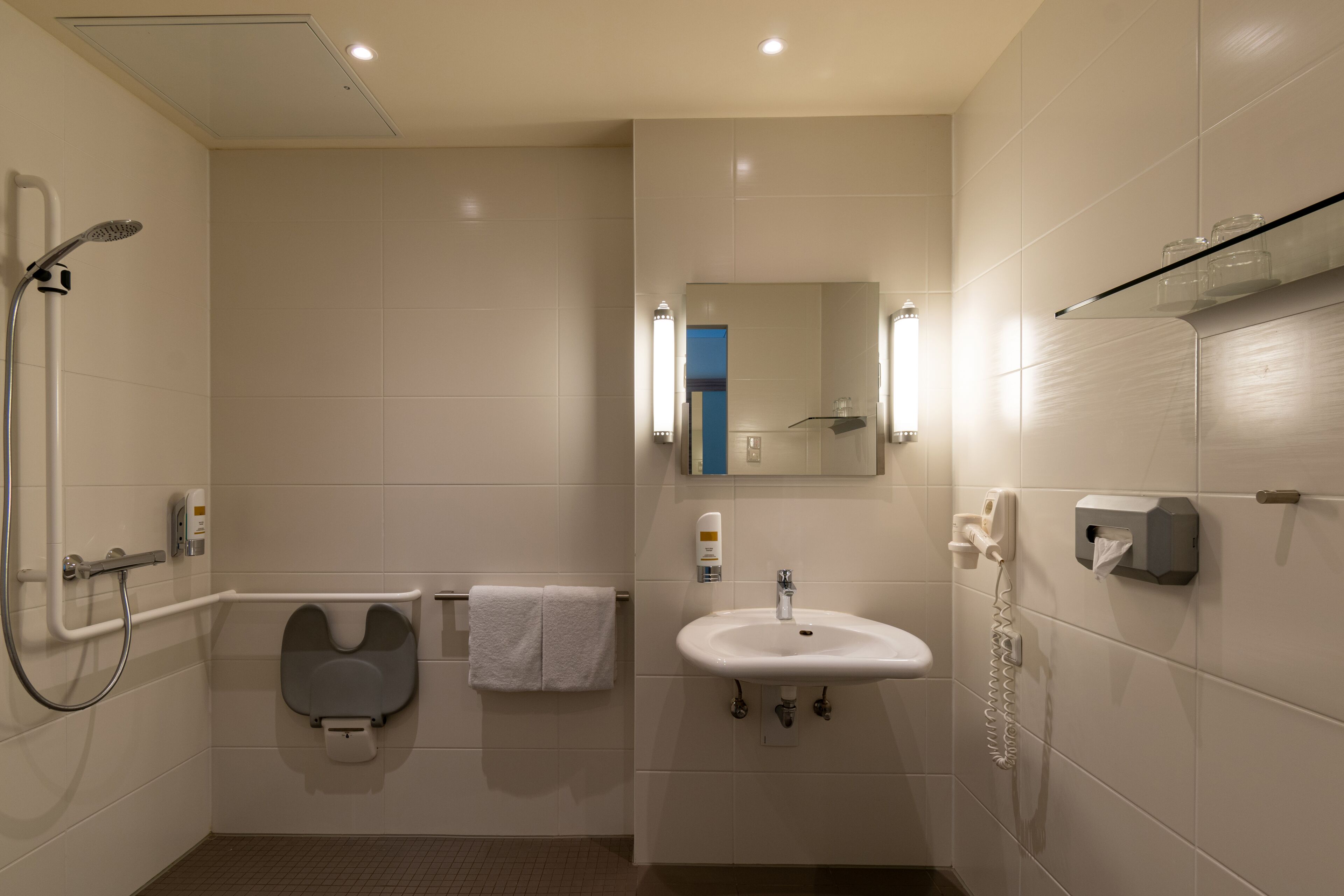 superior room, accessible | bathroom | shower, free toiletries, hair dryer, heated floors