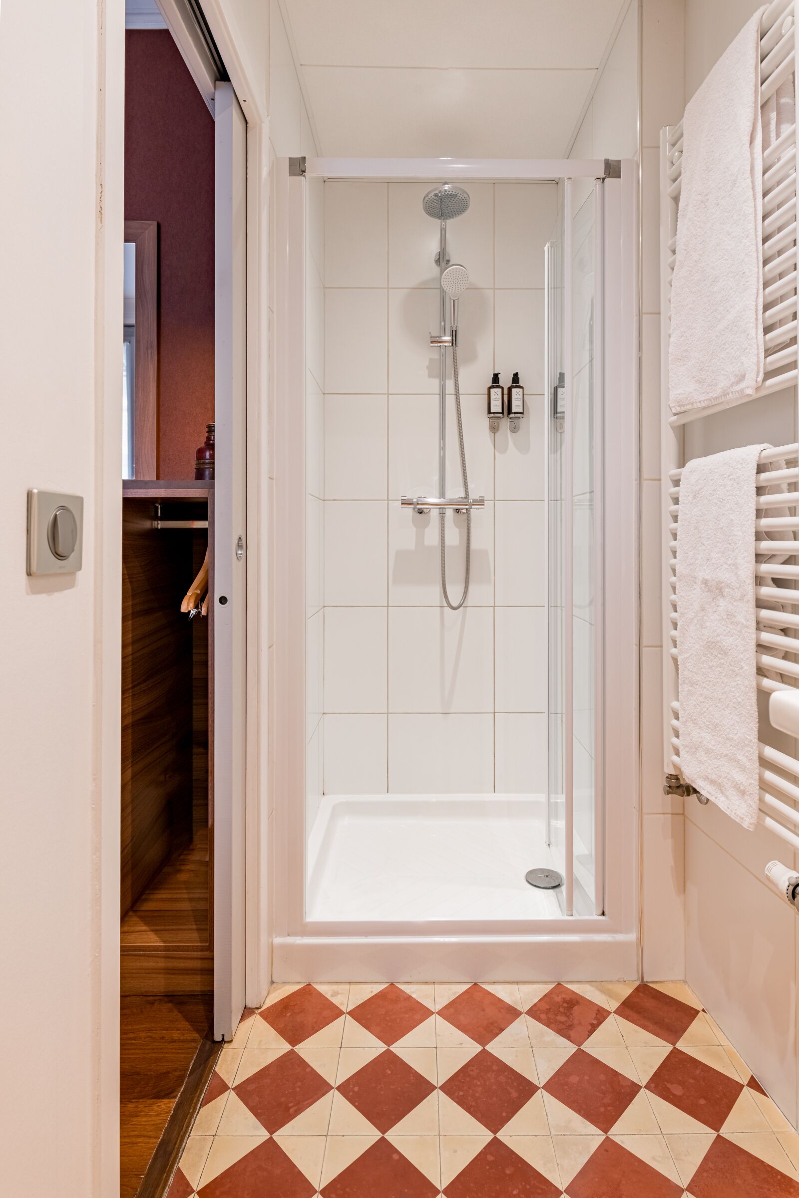 classic double room | bathroom | hair dryer, towels, soap, shampoo