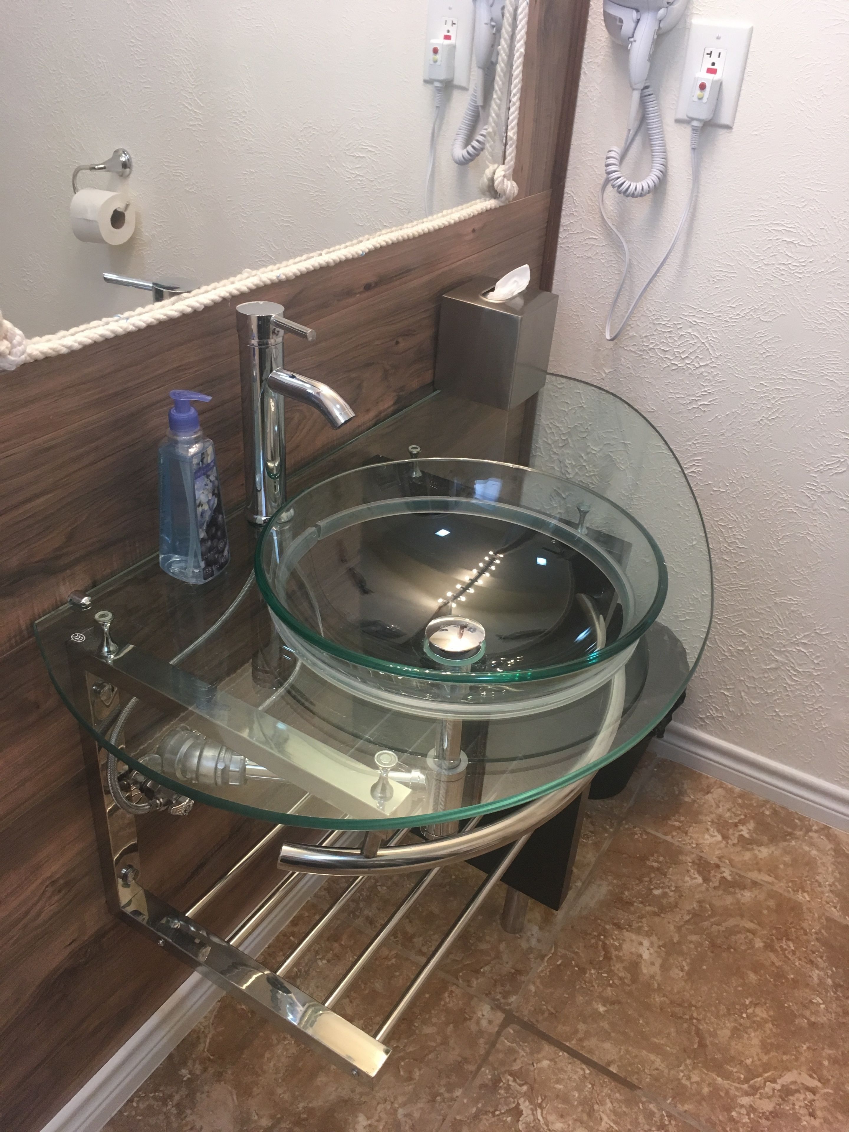 coastal room with harbor bridge view | bathroom sink