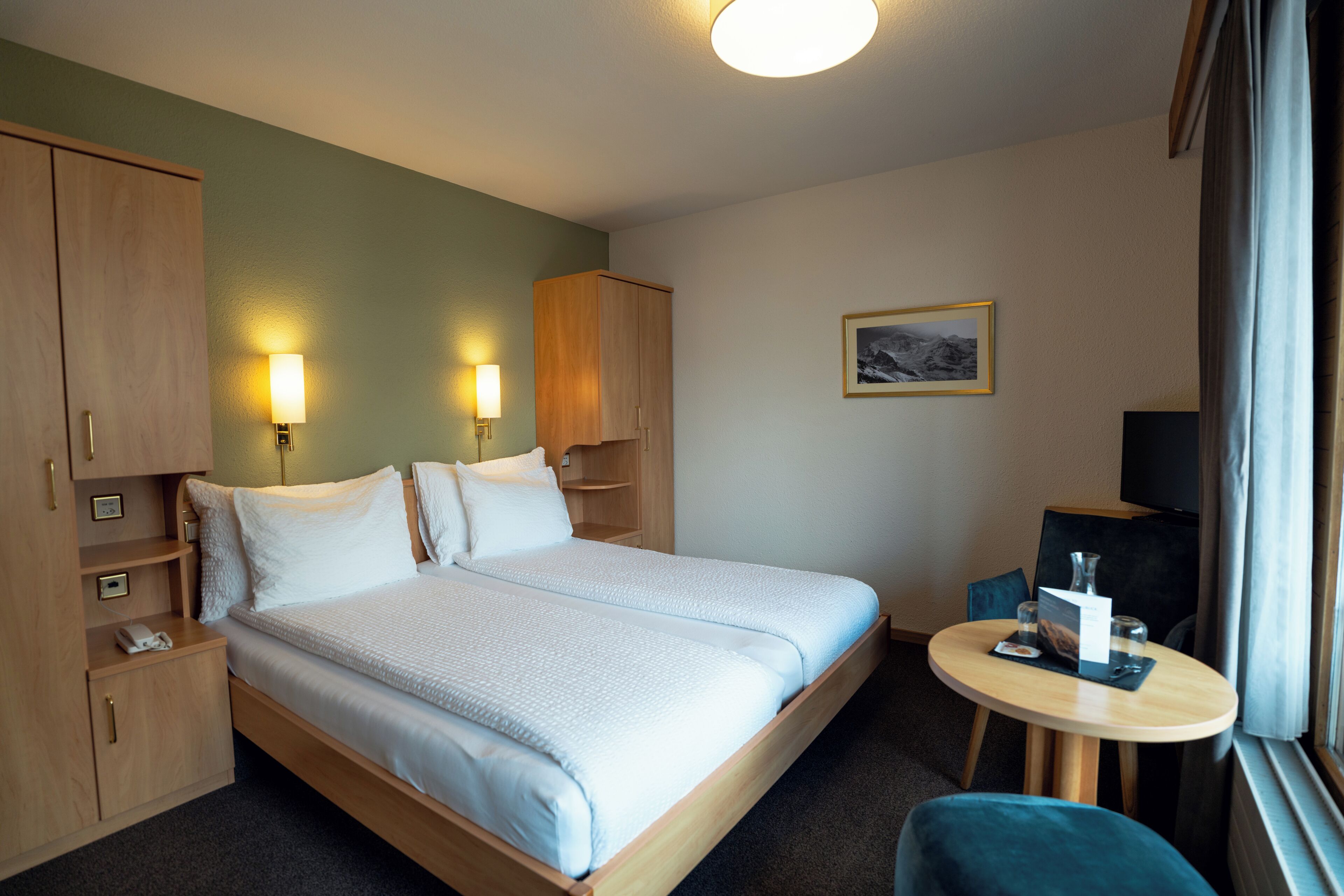 Panoramic Double Room, 1 Queen Bed, Balcony, Mountain View | Hypo-allergenic bedding, minibar, in-room safe, desk