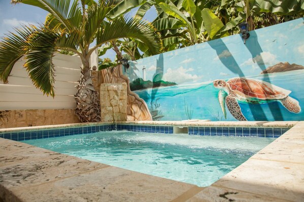 حمّام سباحة خارجي، حمّام سباحة مع شلّال