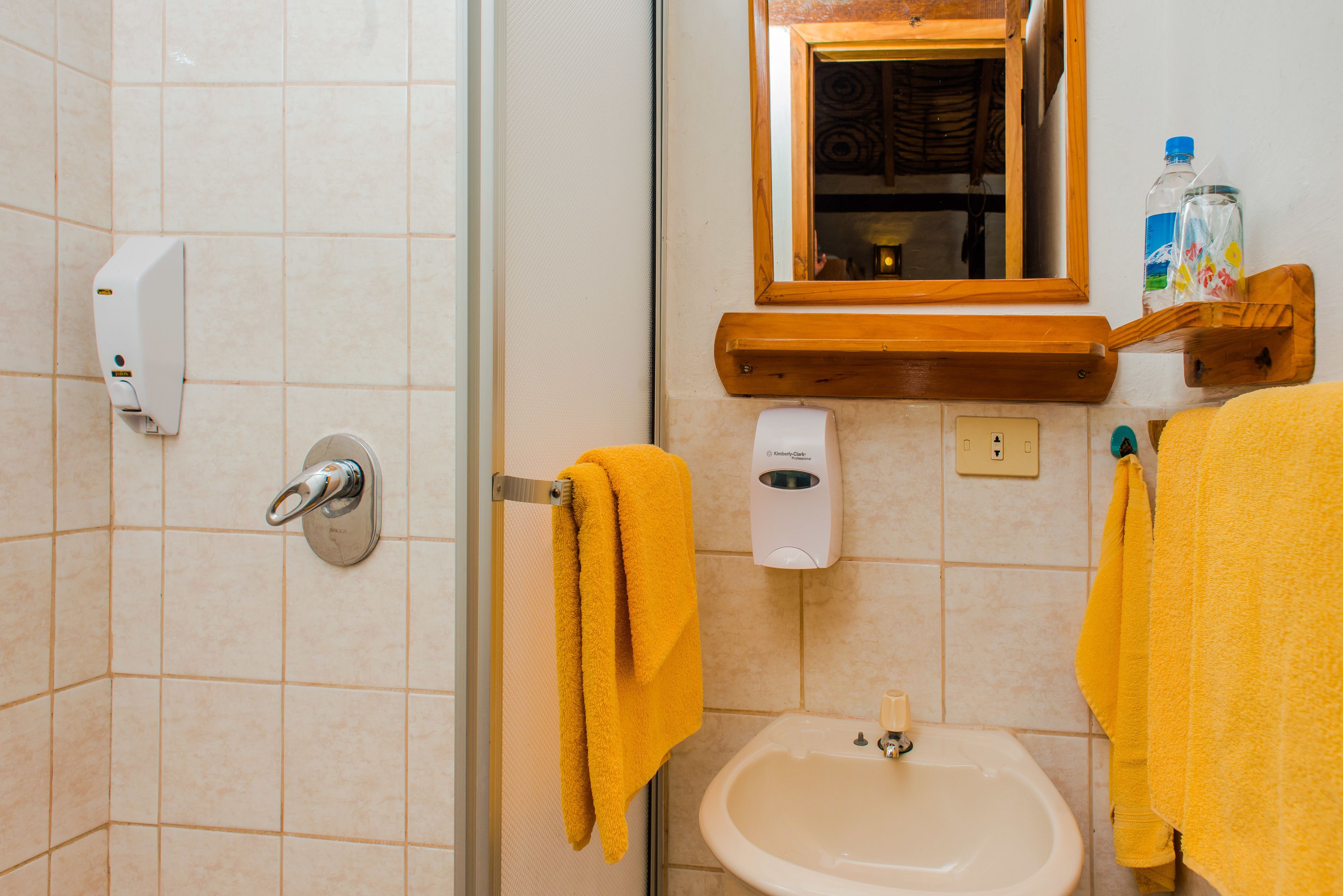 quadruple room | bathroom | shower, towels, soap, shampoo