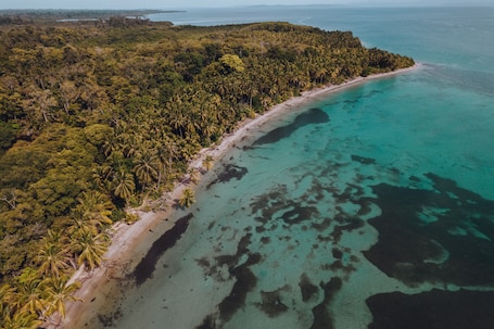 Una playa cerca, sillas reclinables de playa. Klika Bocas del Toro (formerly Selina)