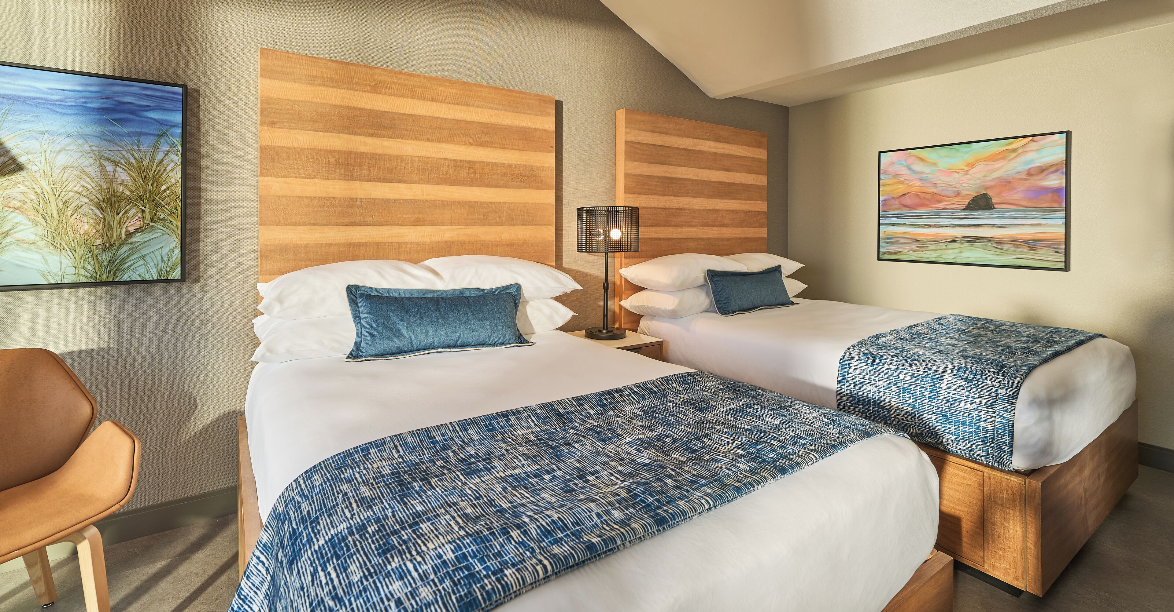 oceanfront two double beds studio | premium bedding, in-room safe, blackout curtains, iron/ironing board