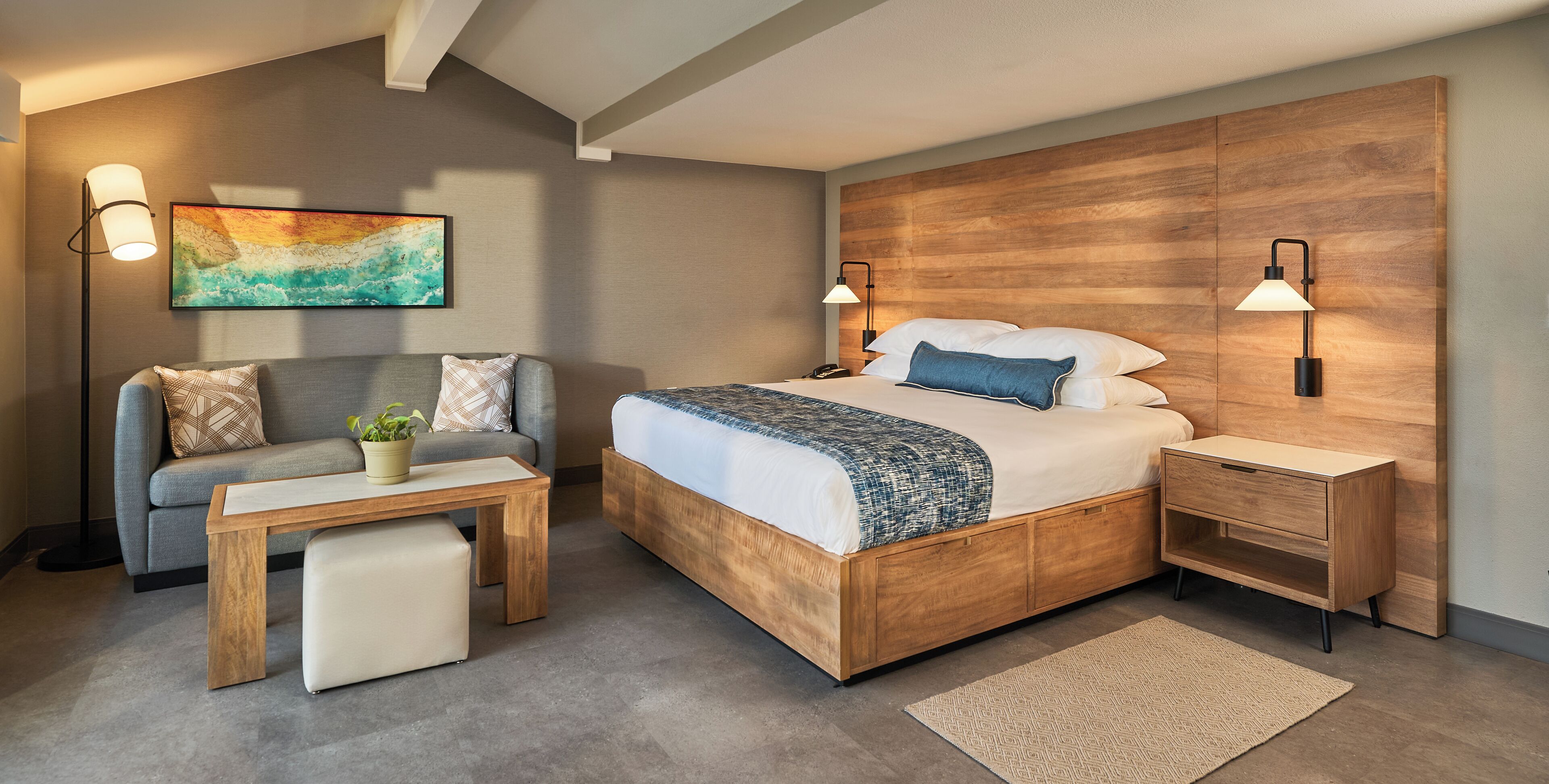 beachfront king studio | premium bedding, in-room safe, blackout curtains, iron/ironing board