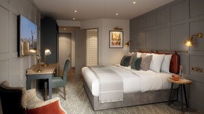 Luxe beddengoed, een kluis op de kamer, een bureau, geluiddichte muren