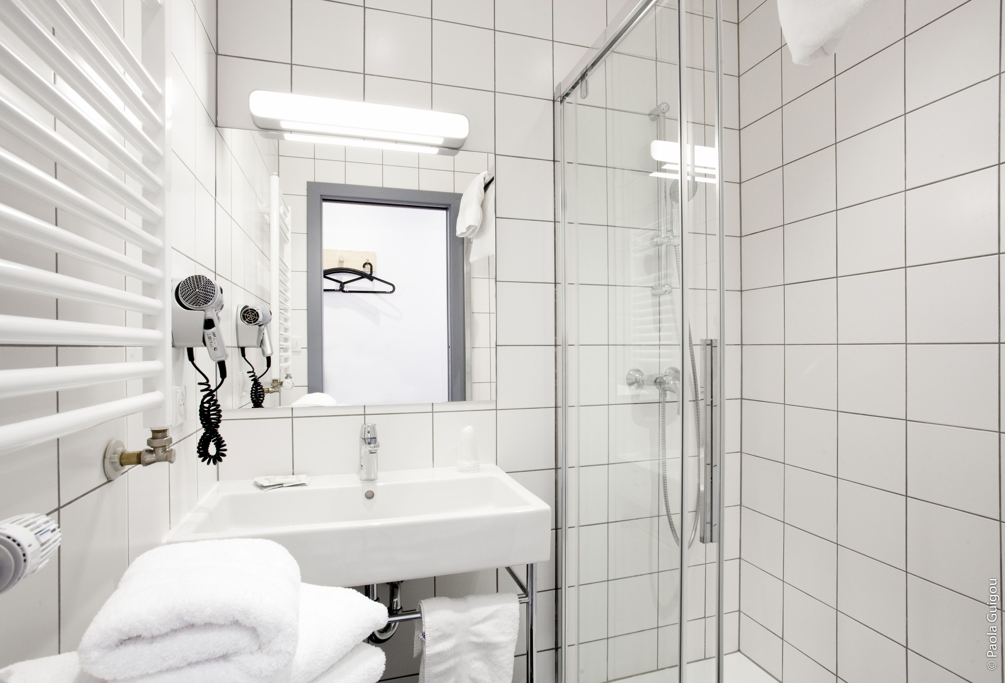family room | bathroom | shower, free toiletries, hair dryer, towels