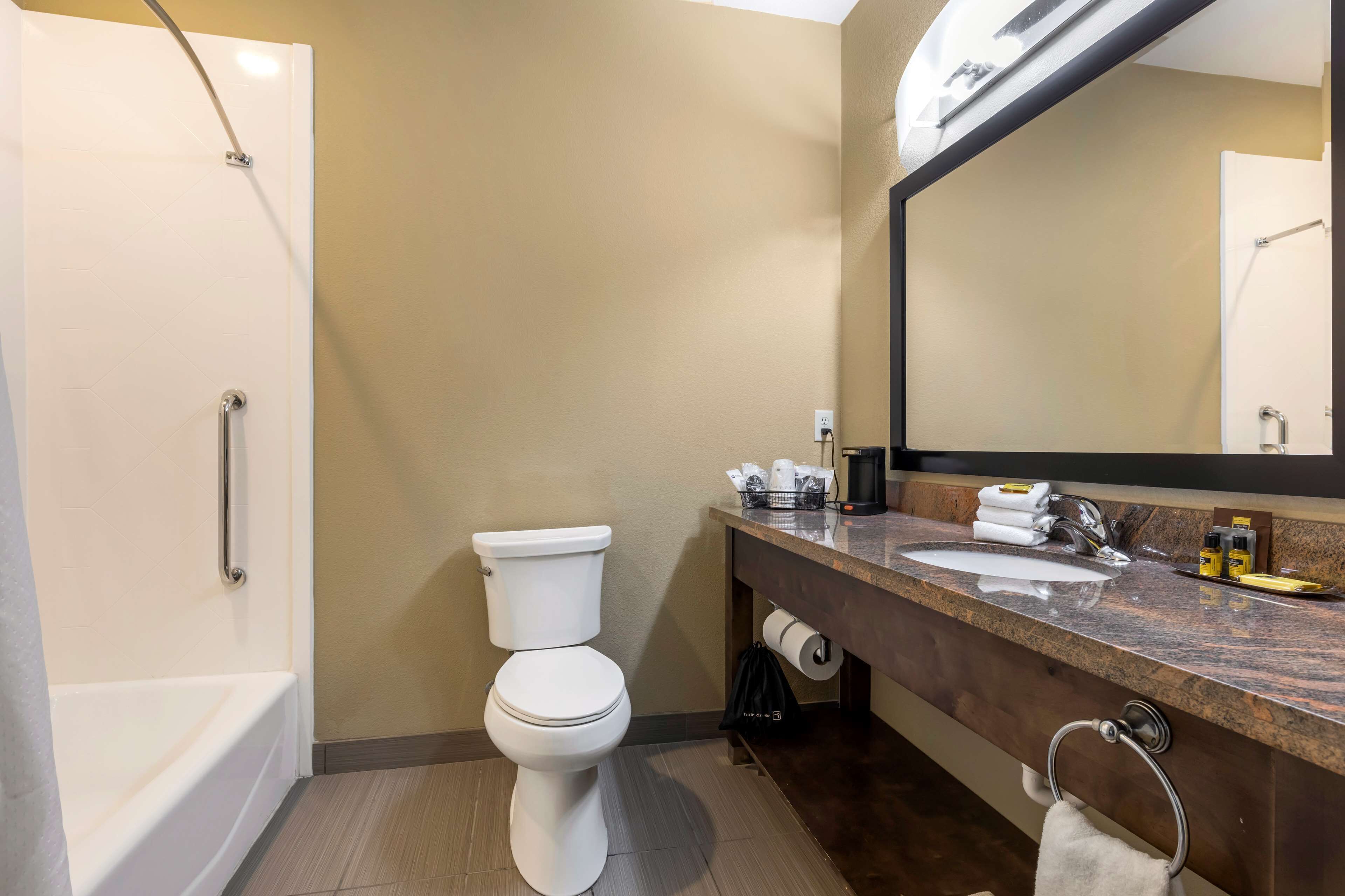 free toiletries, hair dryer, towels, soap