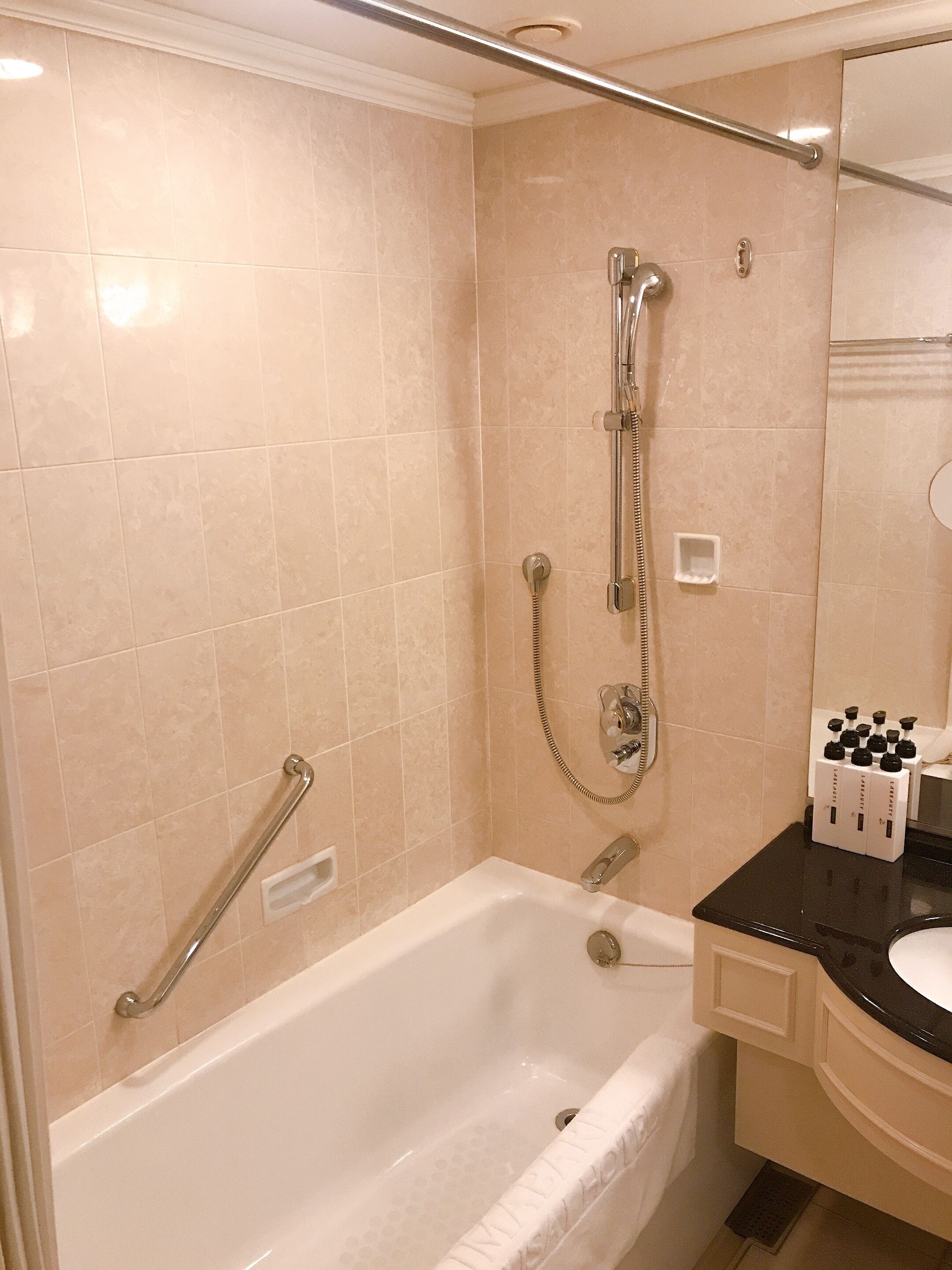 hair dryer, slippers, electronic bidet, towels