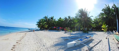 On the beach, scuba diving
