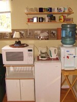 Shared fridge, microwave, electric kettle