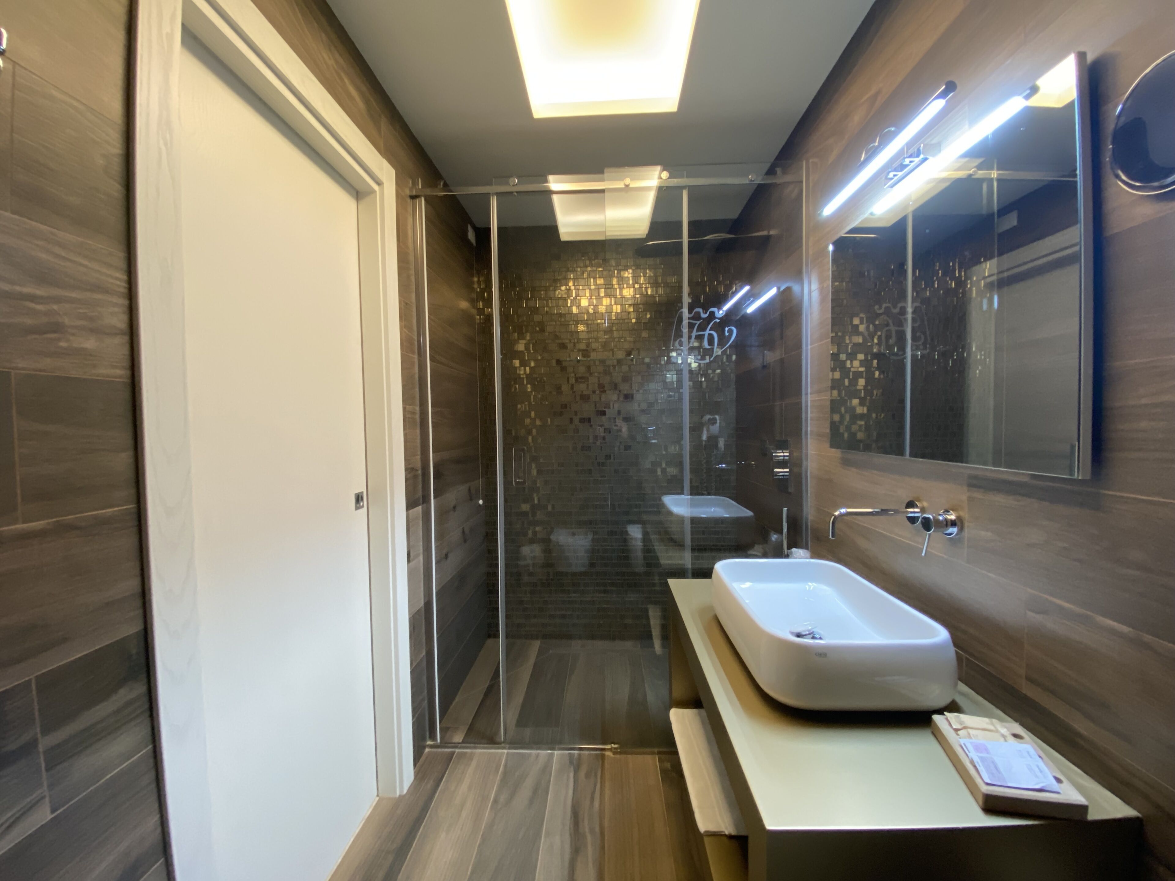 deluxe room (king) | bathroom | shower, designer toiletries, hair dryer, bathrobes