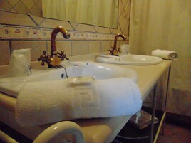 Habitación con 1 cama doble o 2 individuales, baño privado, vistas a la montaña | Baño