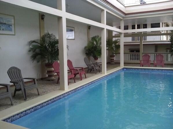 Outdoor pool, pool loungers