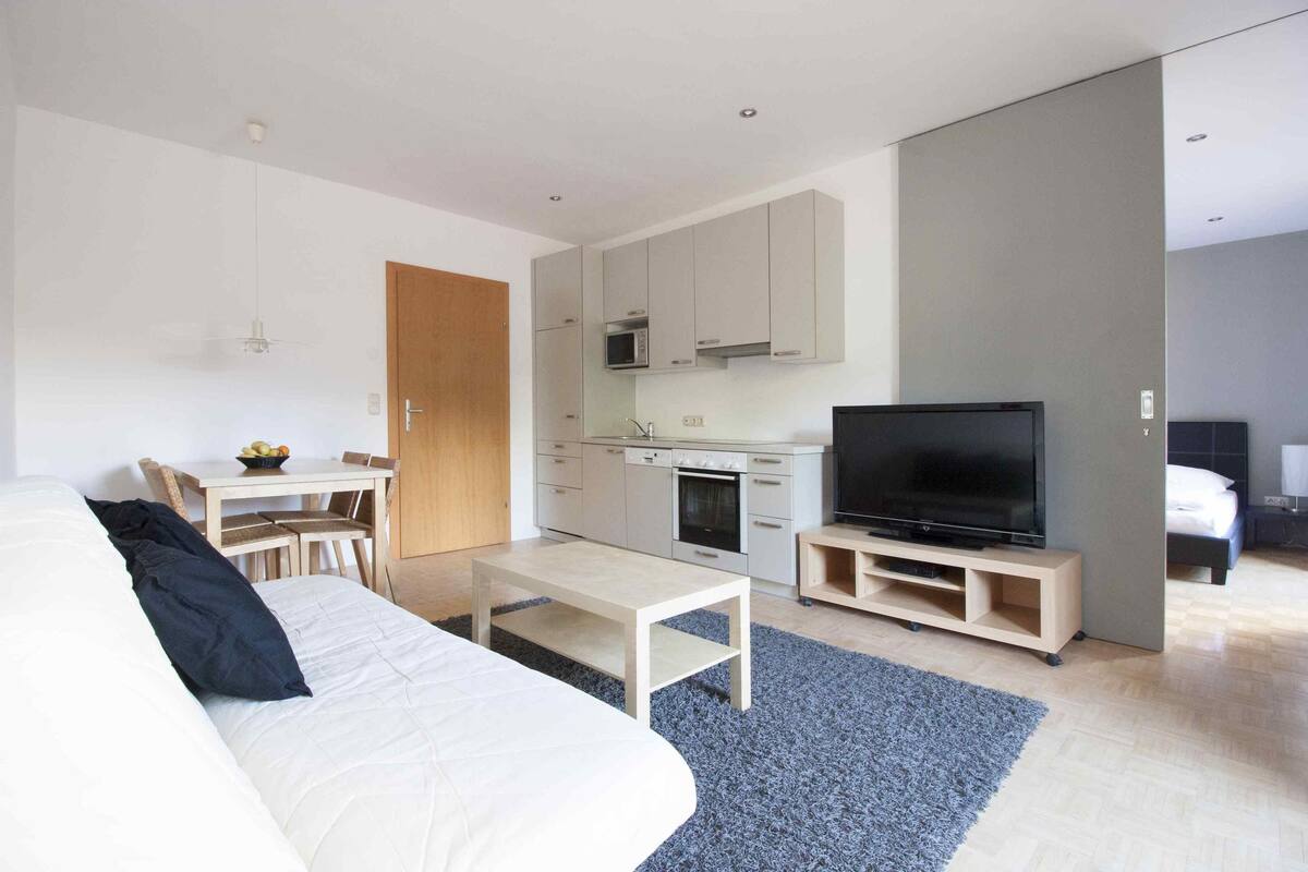 Comfort Apartment, 2 Bedrooms (Excl. One-time service fee of 100 EUR) | Living area | 40-inch flat-screen TV with satellite channels, TV