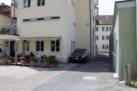 Terraza o patio. Hotel Goldener Schlüssel