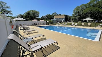 Kauden mukainen ulkouima-allas avoinna 8.00–19.00, aurinkovarjoja