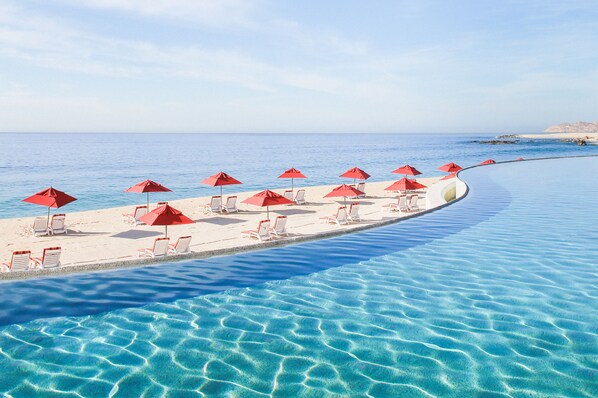 3 outdoor pools, open 8:00 AM to 8:00 PM, pool cabanas (surcharge)