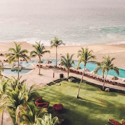 On the beach, sun loungers, beach umbrellas, beach towels