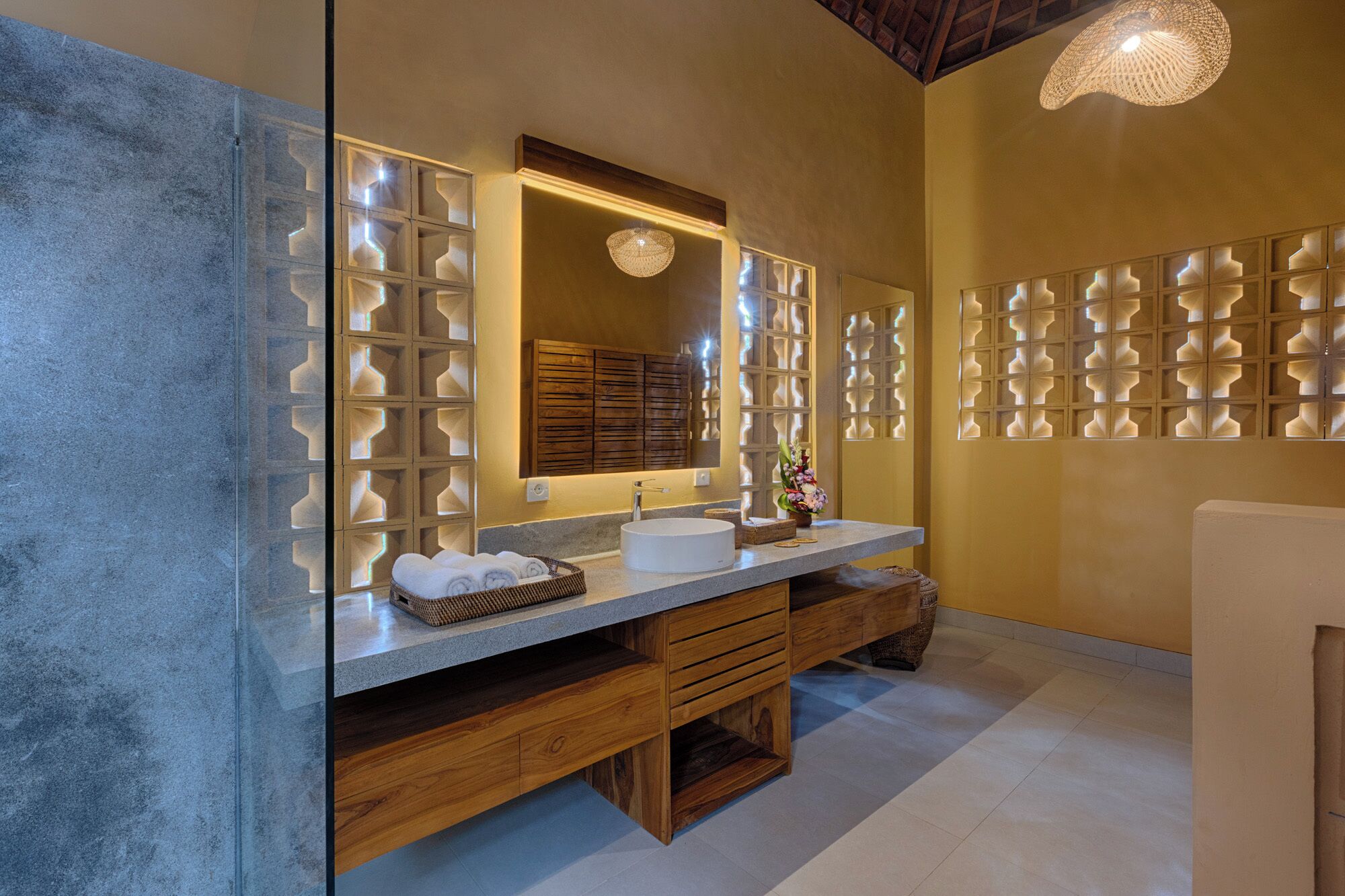 luxury villa, 1 bedroom, pool view (free 1x floating breakfast or minibar) | bathroom | separate bathtub and shower, rainfall showerhead, free toiletries