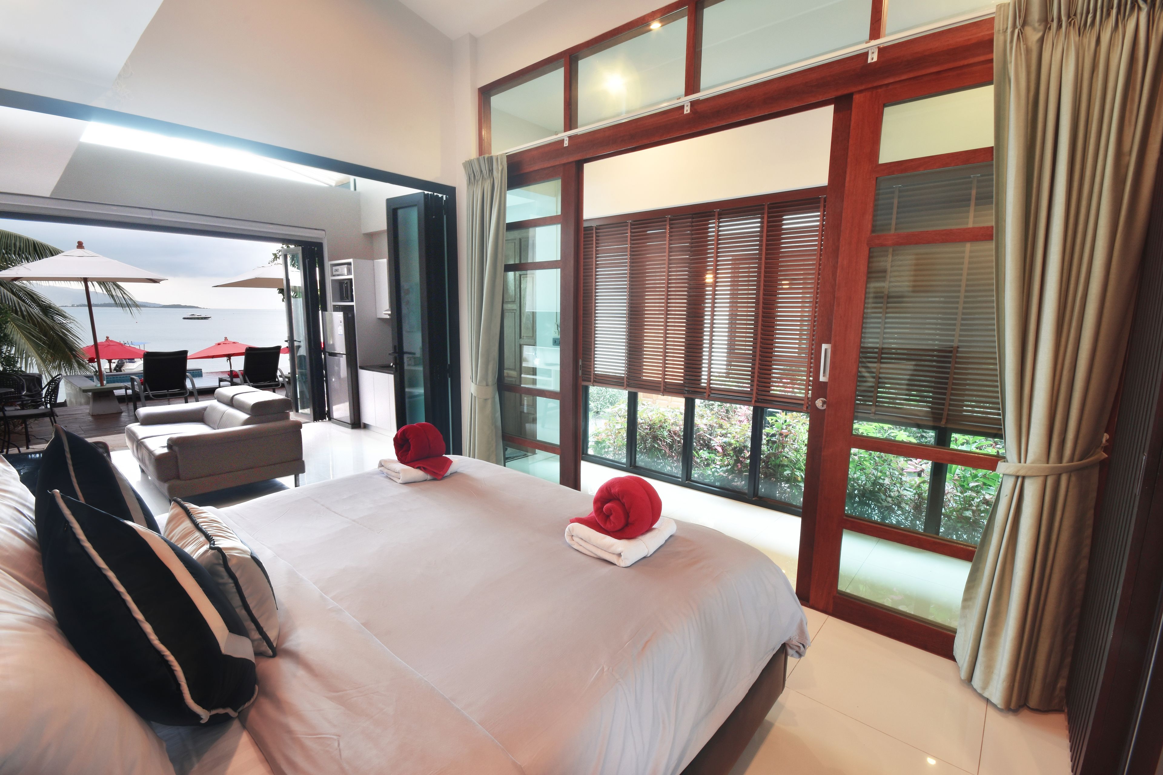 2 bedroom beach front villa | in-room safe, desk, blackout curtains, soundproofing
