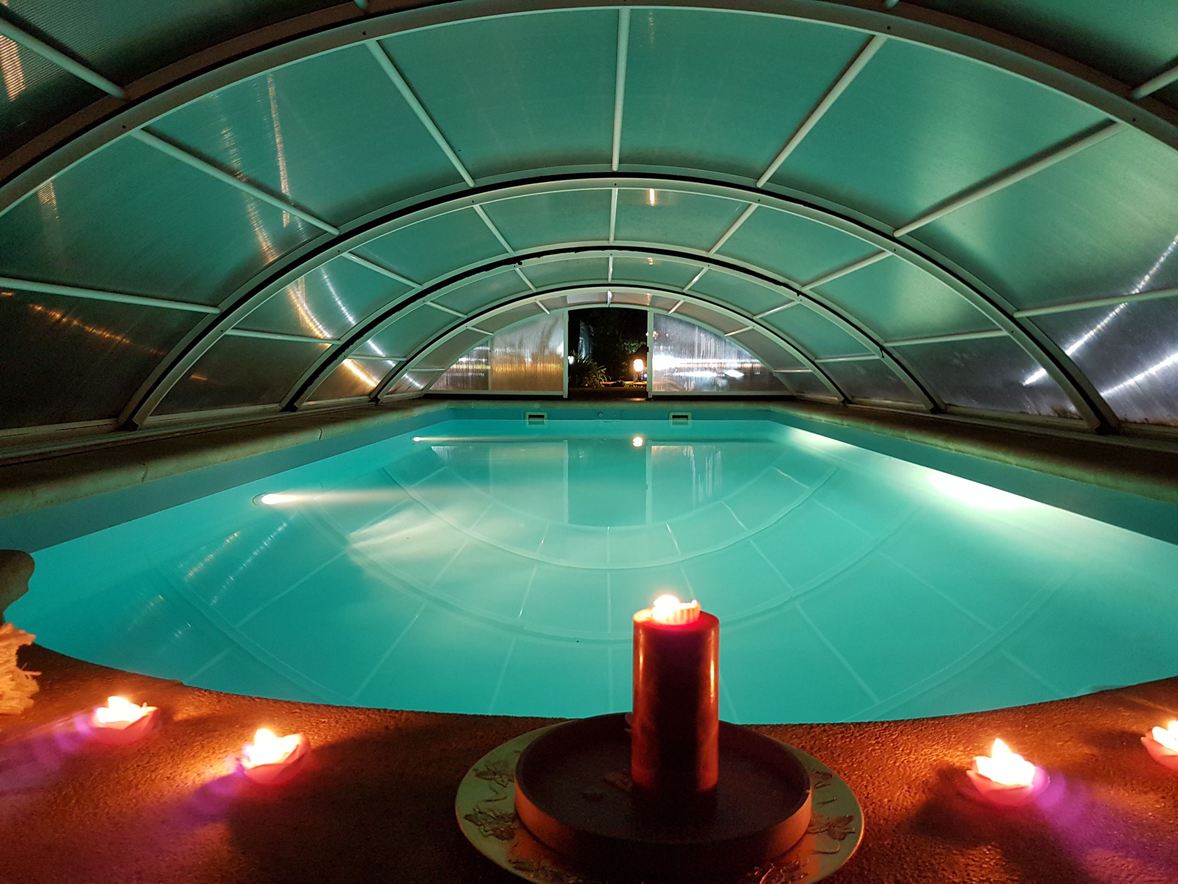 Indoor pool, outdoor pool, open 10:00 AM to 8:00 PM, pool umbrellas