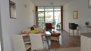 Basic Apartment, 1 Bedroom, Kitchen | Living area | 32-inch flat-screen TV with cable channels, TV - Julia Family Apartments (Sunny Beach)