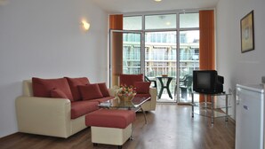 Basic Room, 1 Bedroom, Pool View | Television - Julia Family Apartments (Sunny Beach)