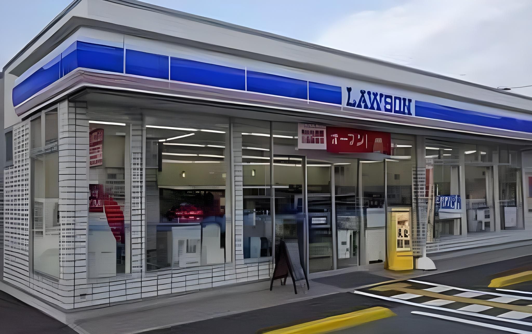A modern building with a blue and white facade, large glass windows, and a sign that reads 'LAWSON'.