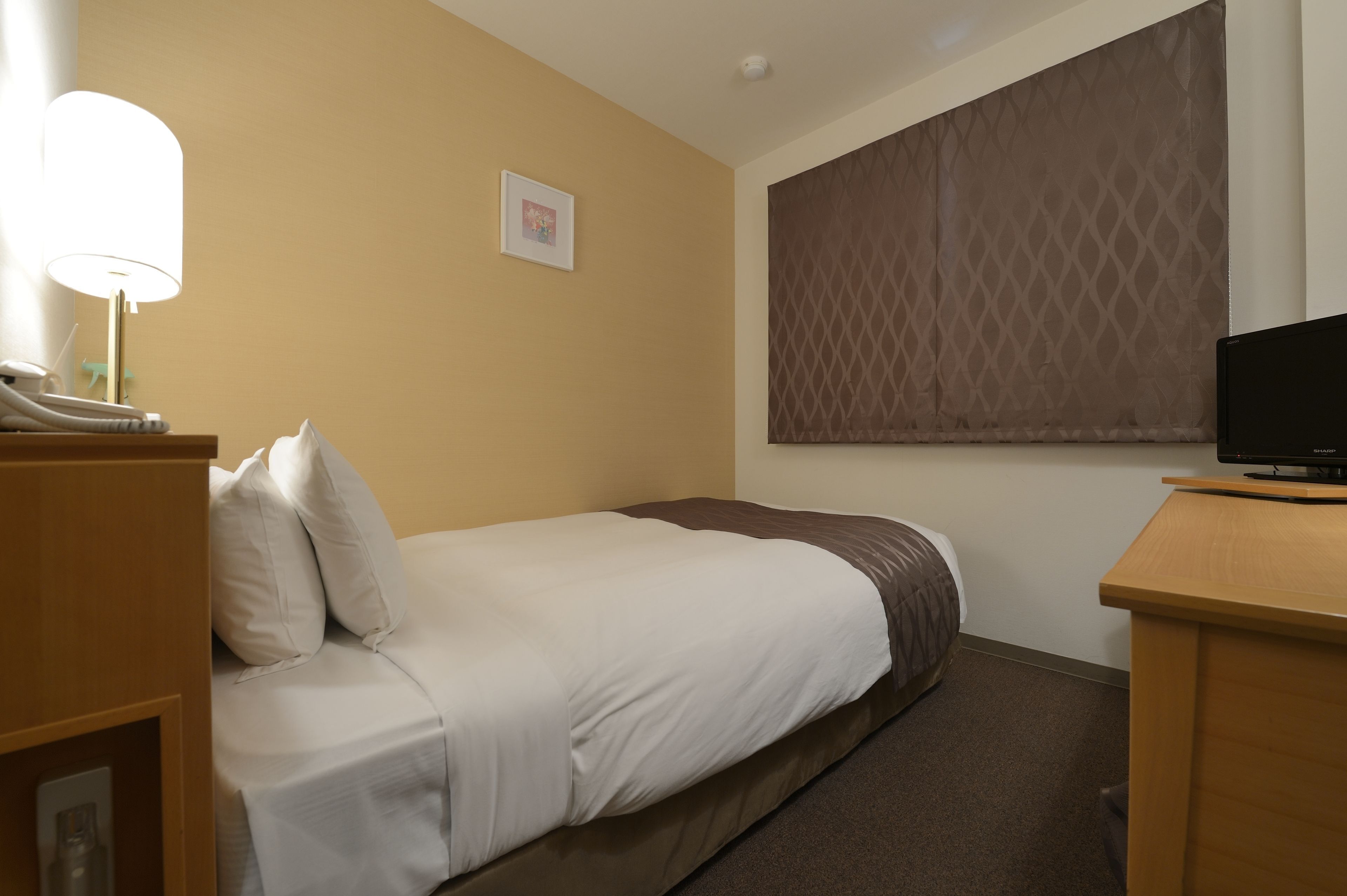 Desk, laptop workspace, blackout curtains, iron/ironing board