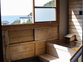 Japanese Western Style Room, Ocean View, with Private Open-air Bath | Bathroom | Combined shower/tub, free toiletries, hair dryer, slippers