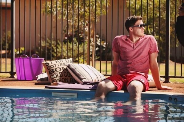 Outdoor pool, pool loungers