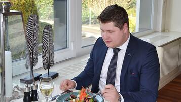 Breakfast, lunch, dinner served; international cuisine, garden views