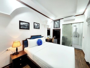 1 bedroom, desk, blackout drapes, iron/ironing board