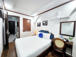 1 bedroom, desk, blackout drapes, iron/ironing board