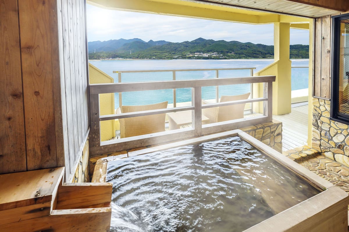 Suite (Ocean View)(With open-air view bath)(Non-smoking) | Bathroom | Hair dryer, slippers, towels, shampoo