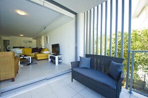 Comfort Apartment, 2 Bedrooms, Pool Access, Pool View | Terrace/patio - Blue On Blue Apartment 921 (Nelly Bay)