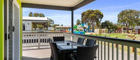 Deluxe Poolside Accessible 2 Bedroom Cabin | Terrace/patio