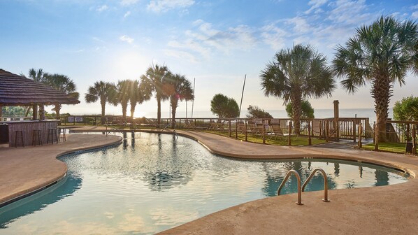 Indoor pool, outdoor pool, open 8:00 AM to 8:00 PM, pool umbrellas