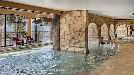 Indoor pool, outdoor pool, open 8:00 AM to 8:00 PM, pool umbrellas