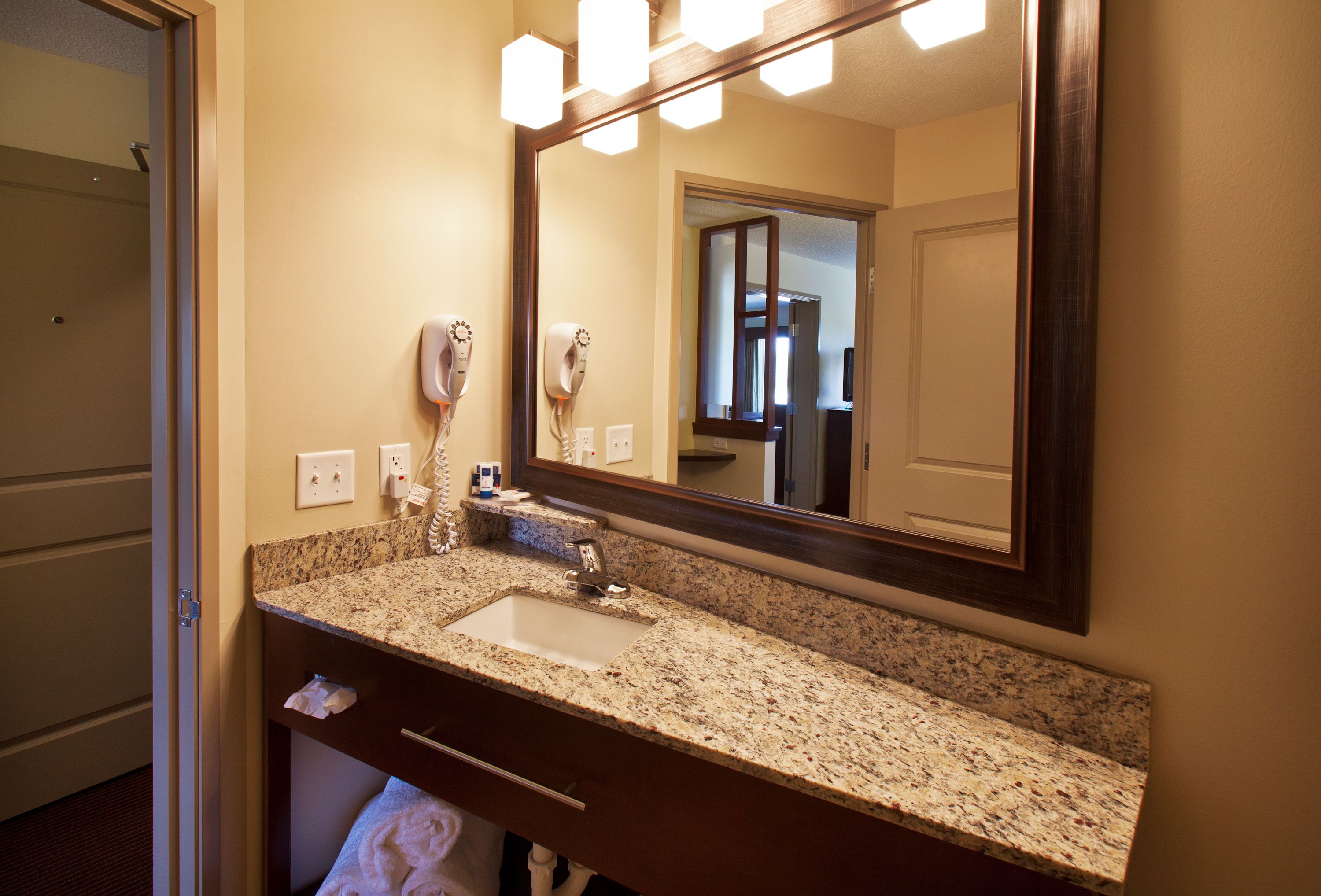 free toiletries, hair dryer, towels