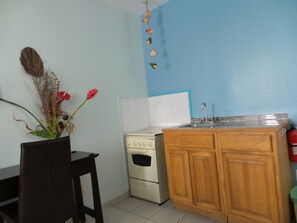 Großer Kühlschrank, Mikrowelle, Herdplatte