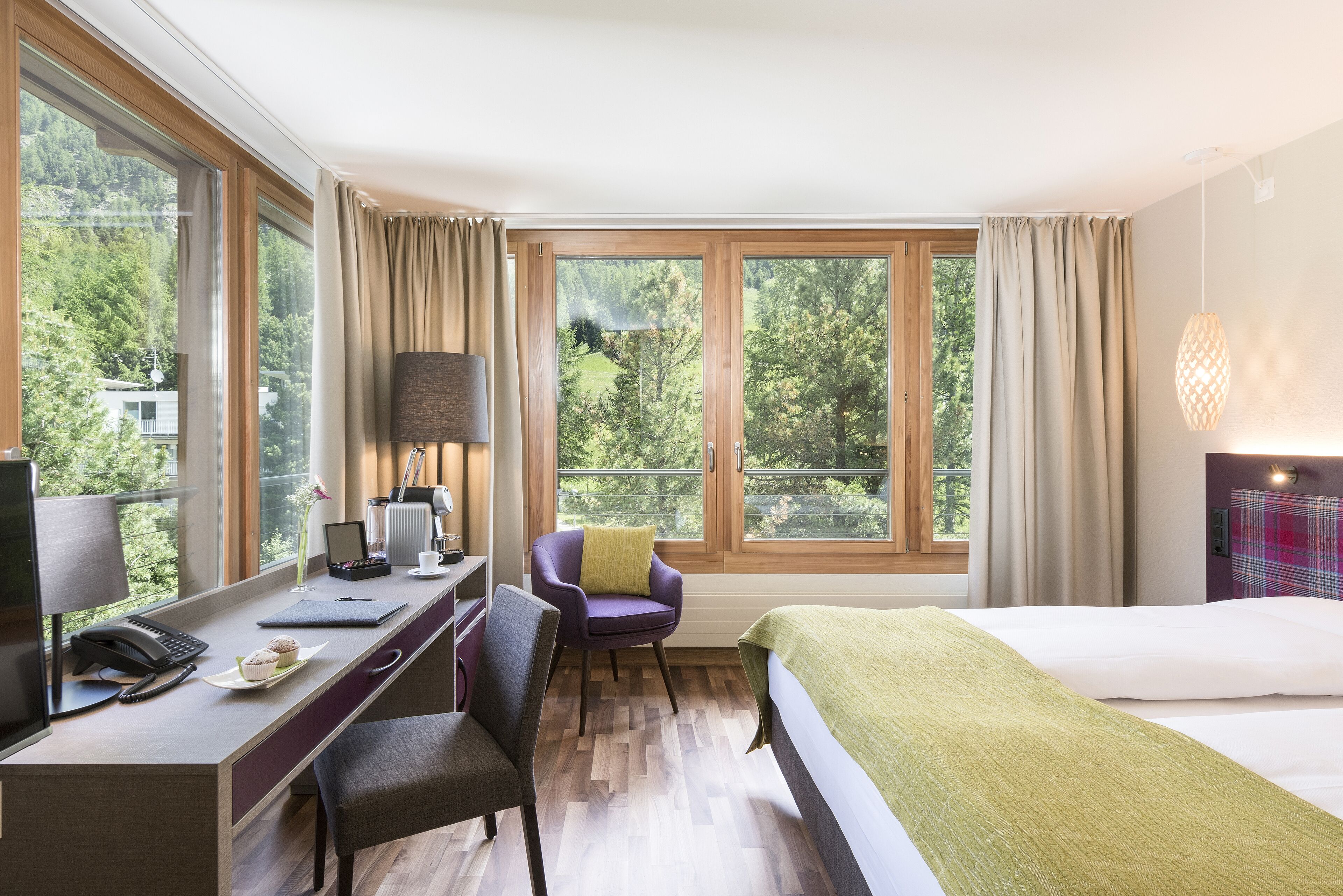 standard double room, 1 double bed, mountain view, mountainside | premium bedding, in-room safe, desk, soundproofing