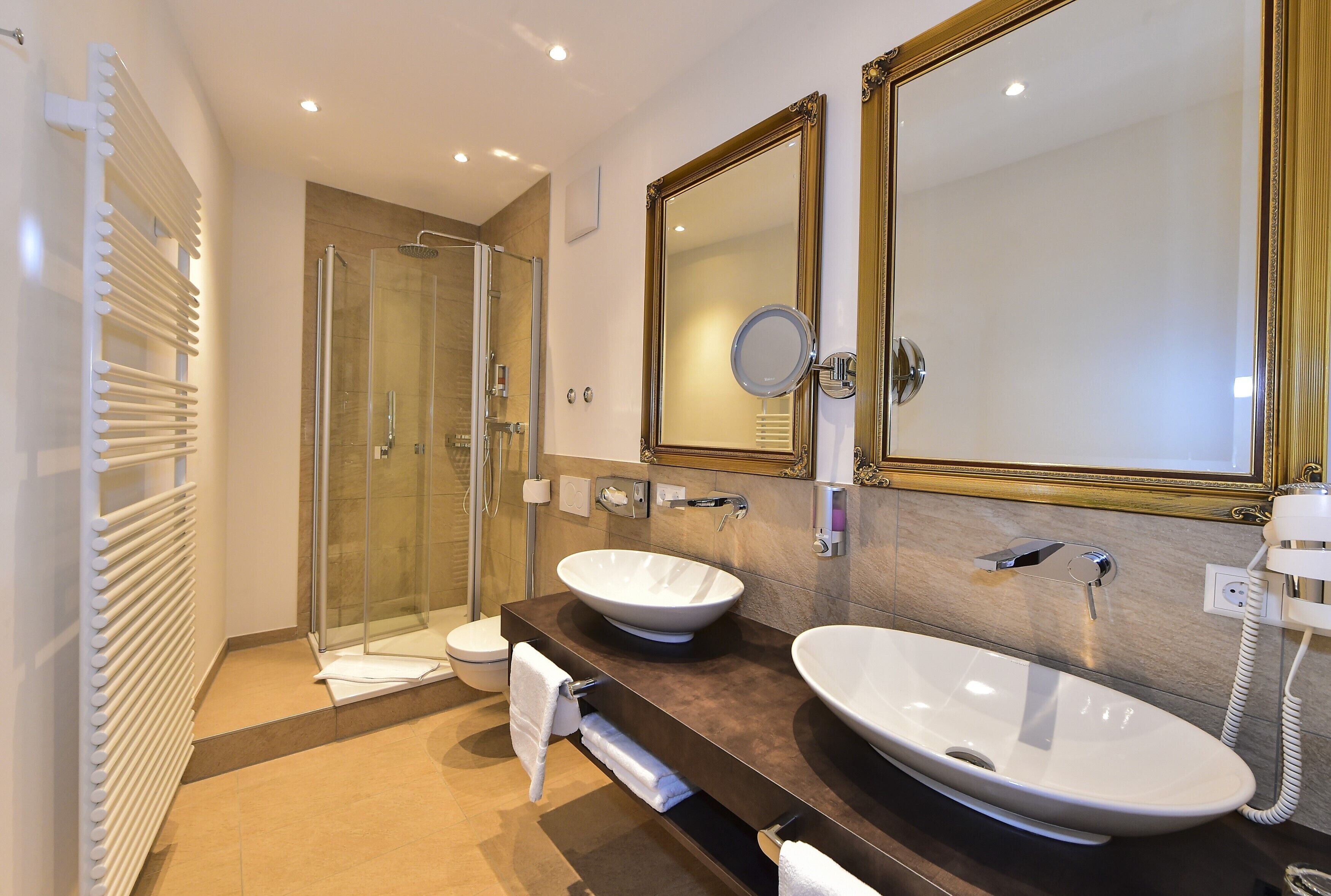 free toiletries, hair dryer, bathrobes, slippers