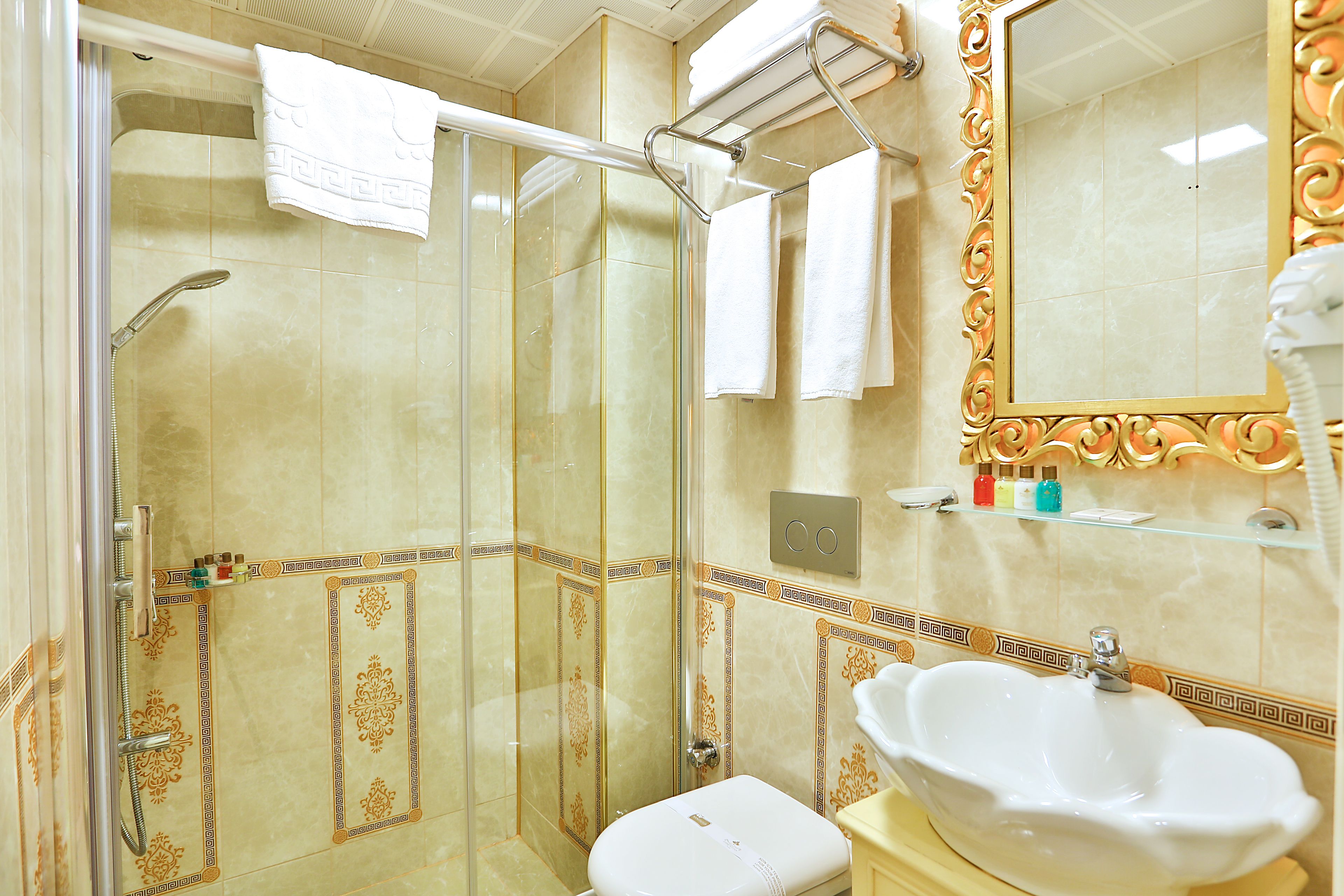 shower, free toiletries, hair dryer, bathrobes