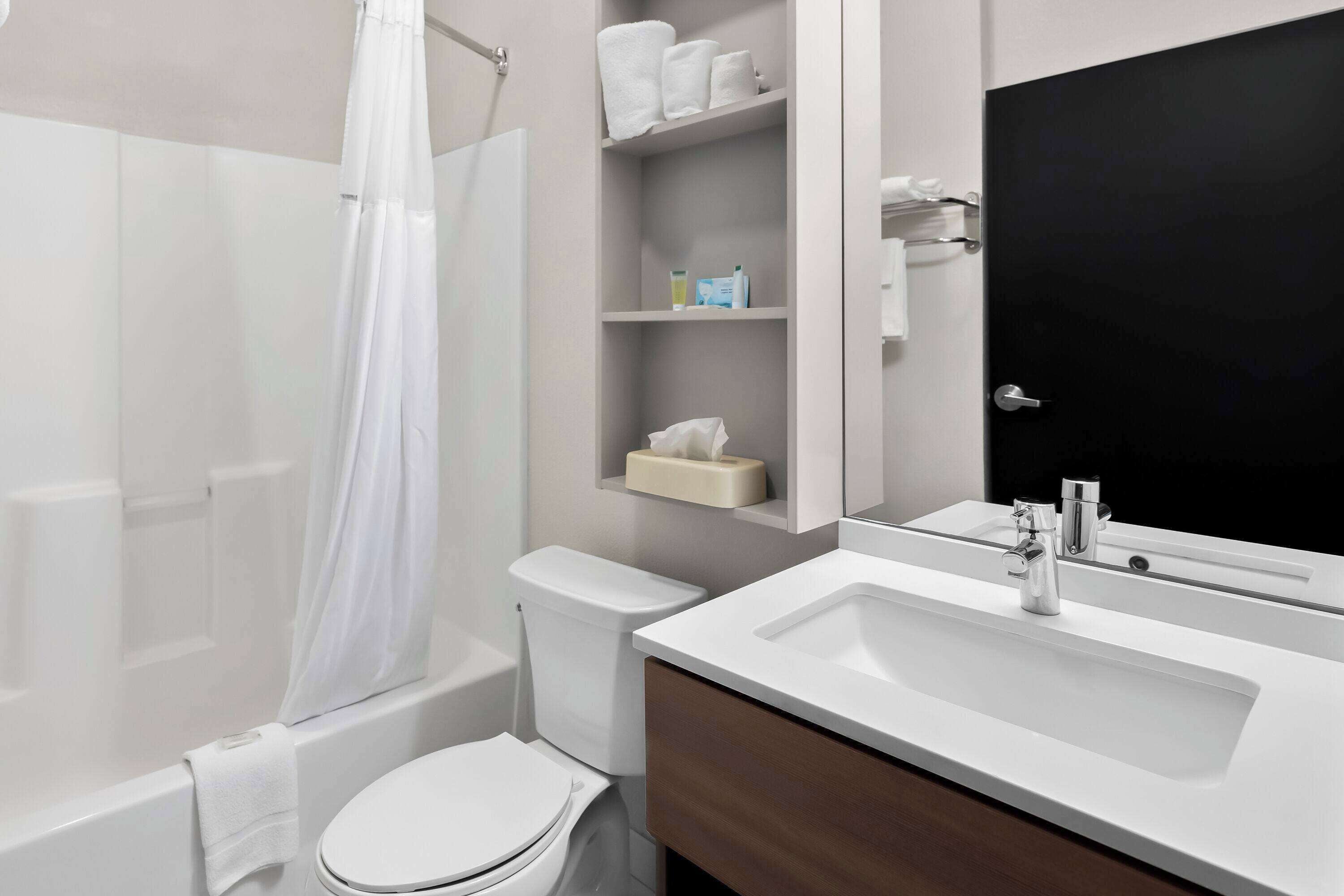 room, 1 queen bed, non smoking | bathroom | combined shower/bathtub, deep-soaking bathtub, free toiletries