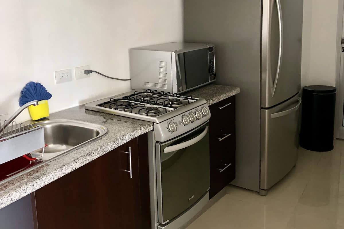 deluxe suite, 1 bedroom, kitchen, sea view | private kitchen | microwave