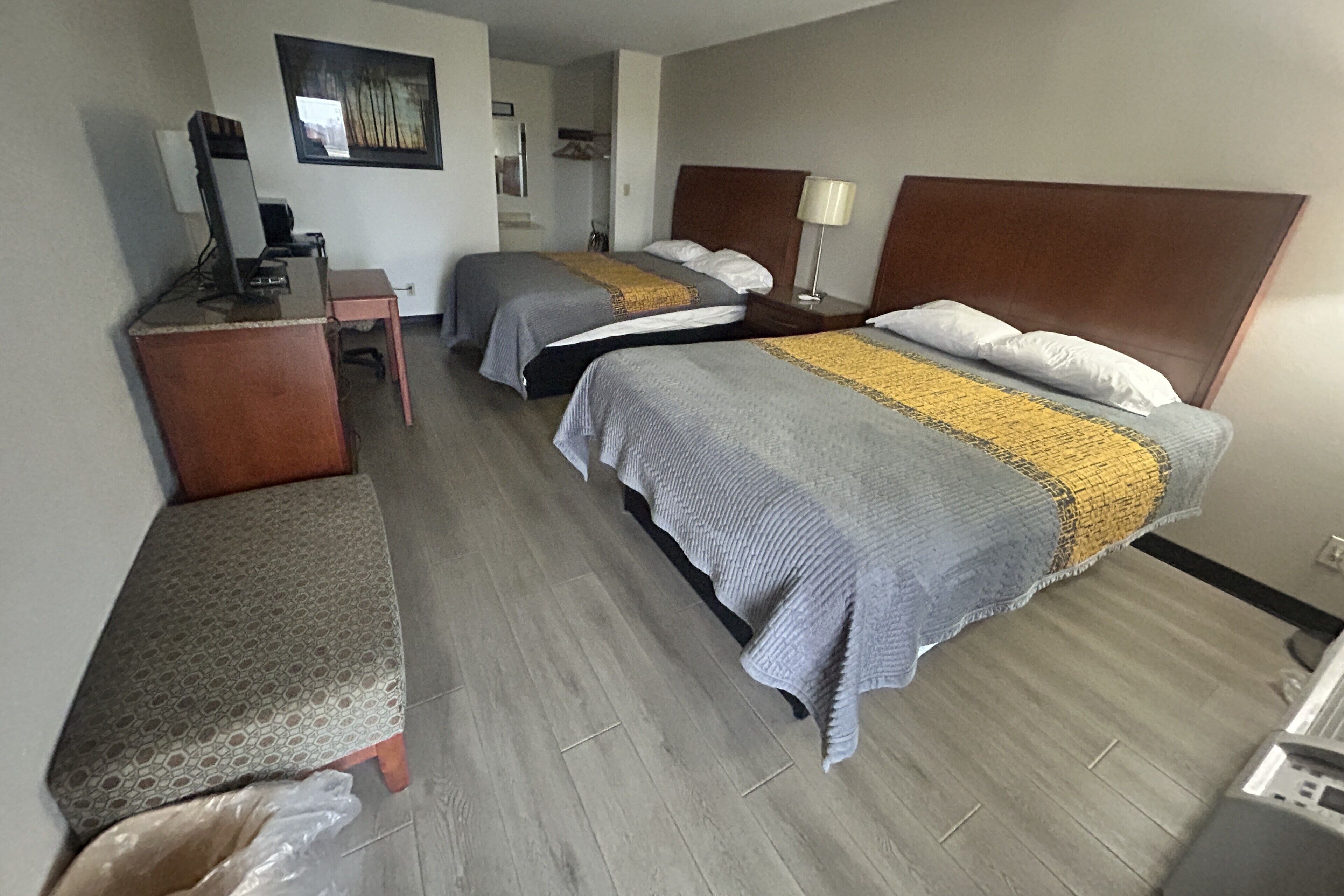 Room, 2 Queen Beds, Non Smoking | Desk, iron/ironing board, free WiFi, bed sheets