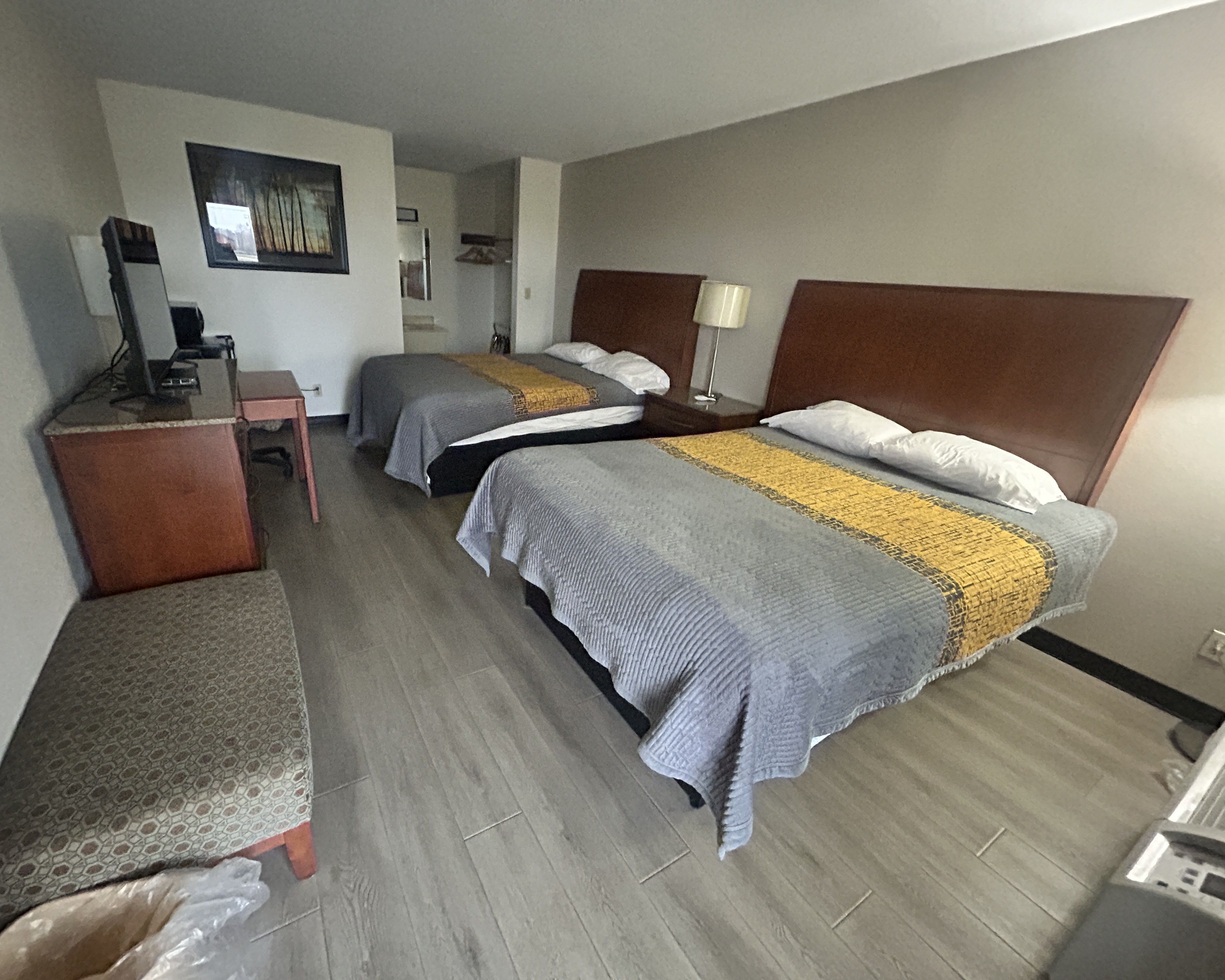 Room, 2 Queen Beds, Non Smoking | Desk, iron/ironing board, free WiFi, bed sheets