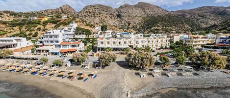 Beach nearby, sun loungers, beach umbrellas